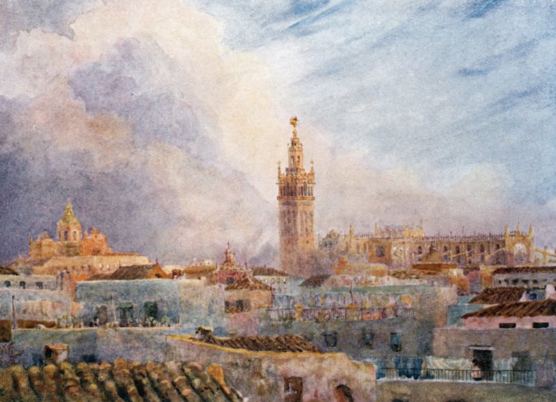Sewilla, widok na miasto (kolor lito) autorstwa William Wiehe Collins