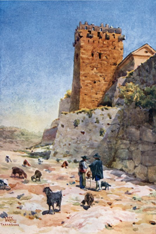 Tarragona, Wieża Arcybiskupa (kolor lito) autorstwa William Wiehe Collins