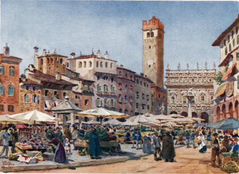 Veronie. Rynek (kolor lito) autorstwa William Wiehe Collins
