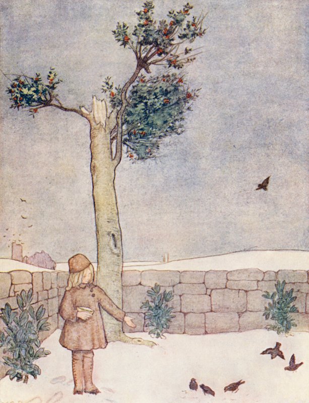 Księga ogrodnictwa dla dzieci: Styczeń (kolorowa litografia) autorstwa Winifred Cayley Robinson