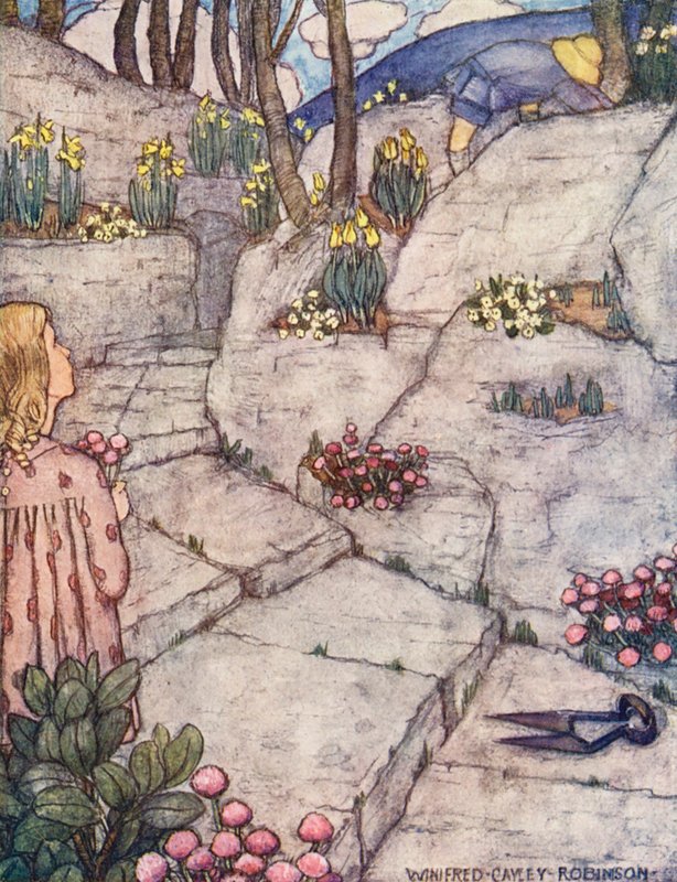 Księga ogrodnictwa dla dzieci: Droga do Rzymu (kolorowa litografia) autorstwa Winifred Cayley Robinson