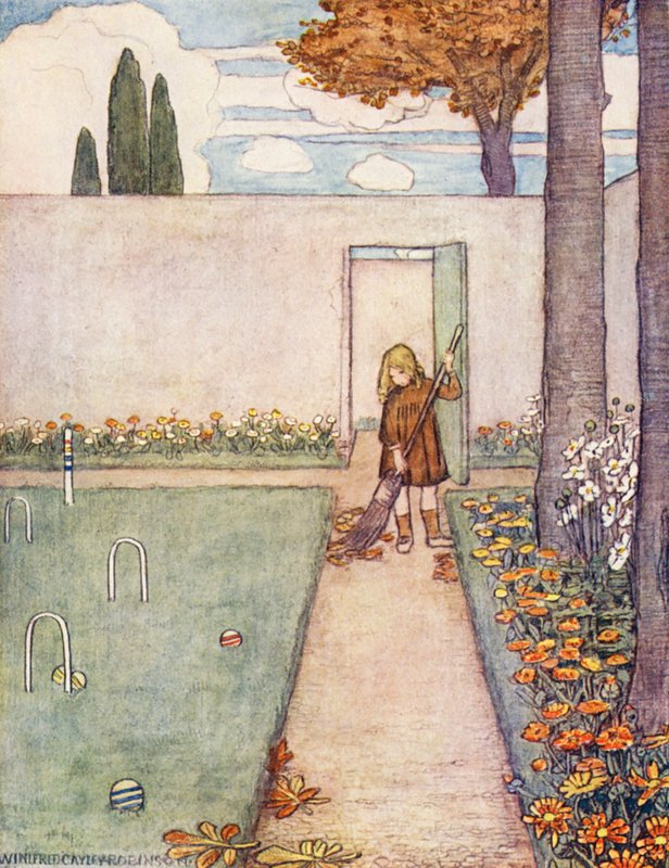 Księga ogrodnictwa dla dzieci: Porządny ogrodnik (kolorowa litografia) autorstwa Winifred Cayley Robinson