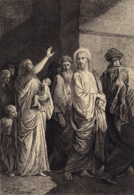Kobieta wysławia Jezusa autorstwa after Albert Robida