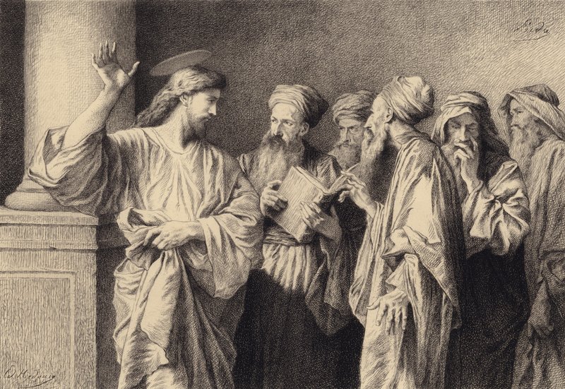 Jezus, uczeni w piśmie i starsi autorstwa after Albert Robida