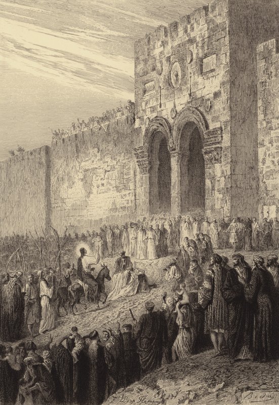 Jezus wchodzący do Jerozolimy autorstwa after Albert Robida