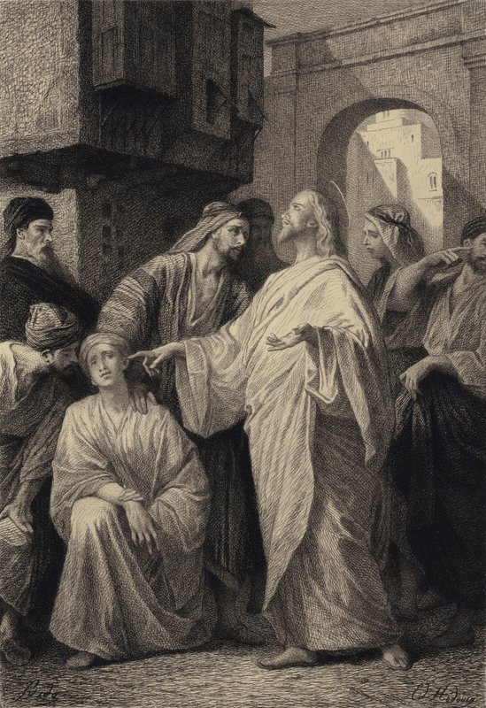 Jezus uzdrawia głuchego człowieka autorstwa after Albert Robida
