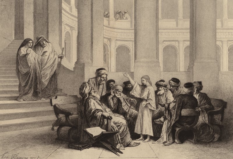 Jezus pośród lekarzy autorstwa after Albert Robida