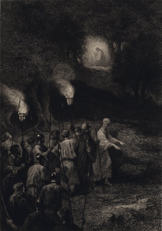 Judasz zdradza Jezusa autorstwa after Albert Robida