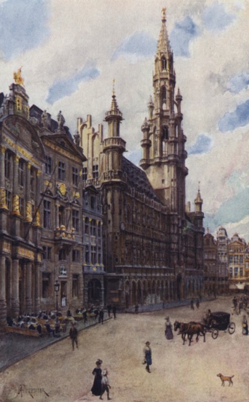 Hotel de Ville, zakątek Grande Place autorstwa after Amedee Forestier