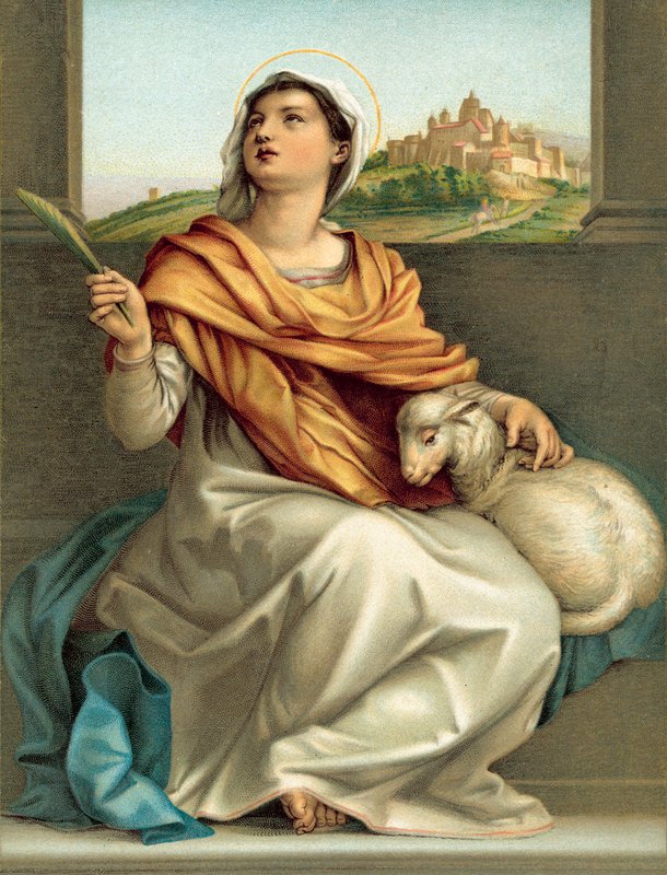 Św Agnieszki (chromolitho) autorstwa Andrea del (after) Sarto