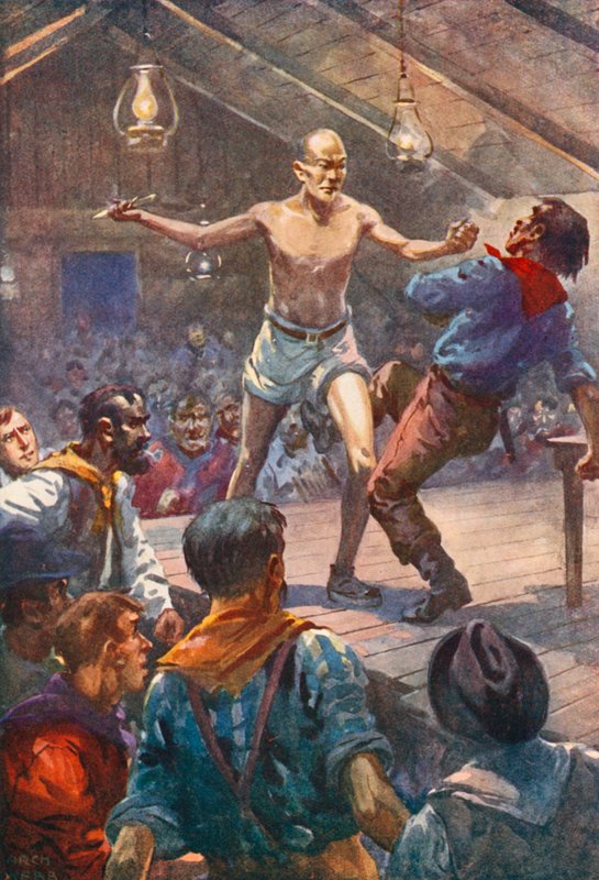 Szpilki prawe ramię wystrzeliło i złapał nóż, lecąc autorstwa after Archibald Bertram Webb