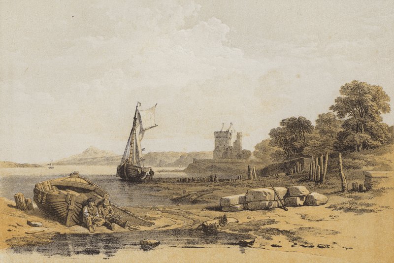 Zamek Barnbougle (chromolitho) autorstwa after C. Stanfield