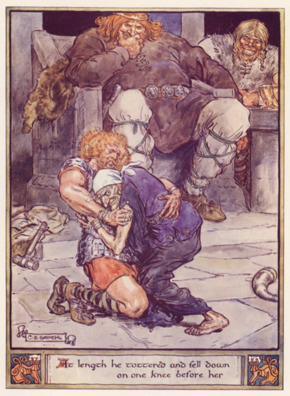 W końcu zachwiał się i padł przed nią na kolano autorstwa after Charles Edmund Brock