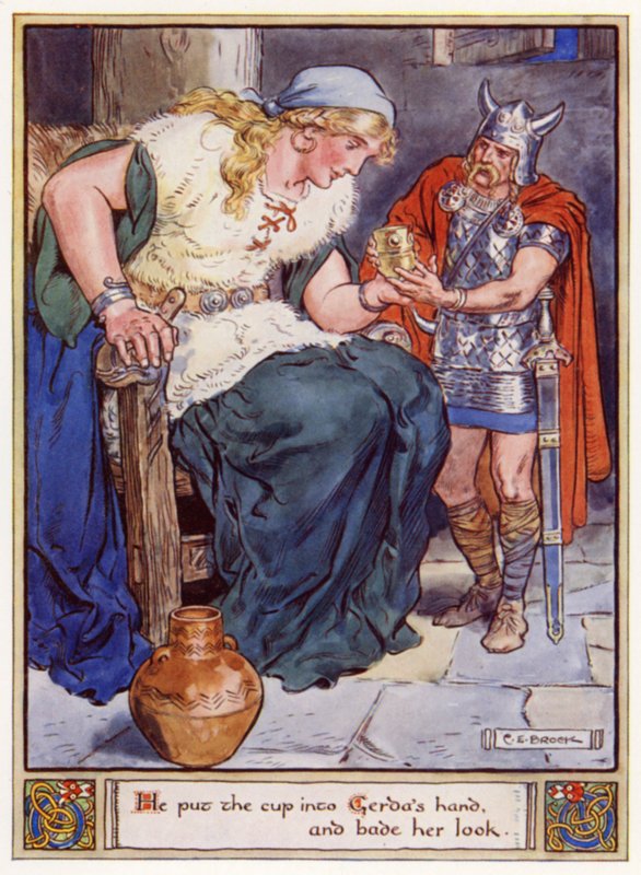 Włożył filiżankę do ręki Gerdy i kazał jej spojrzeć autorstwa after Charles Edmund Brock