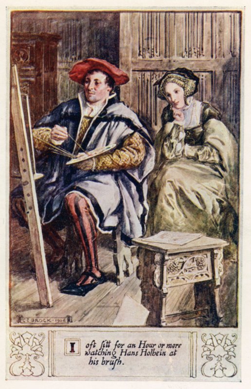 Często siedzę godzinę lub dłużej, obserwując Hansa Holbeina przy jego pędzlu autorstwa after Charles Edmund Brock