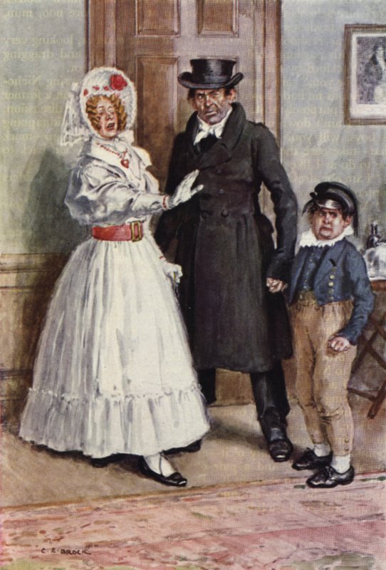 Ilustracja do Mikołaja Nickleby autorstwa after Charles Edmund Brock