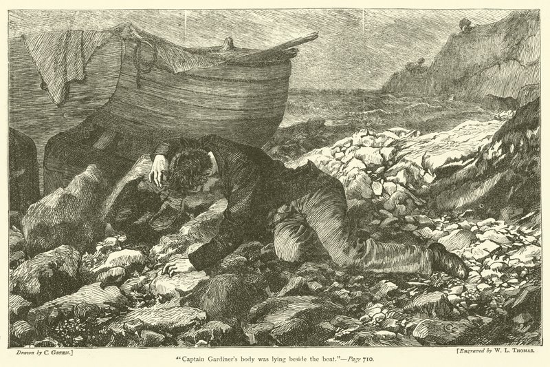 Ciało kapitana Gardinera leżało obok łodzi autorstwa after Charles Green