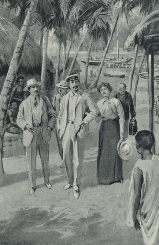 Robert Louis Stevenson i jego przyjaciele przybywają na Samoa autorstwa after Charles Mills Sheldon