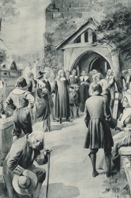 Mieszkańcy Eyam w Derbyshire postanawiają odciąć swoją zarażoną wioskę przed światem autorstwa after Charles Mills Sheldon