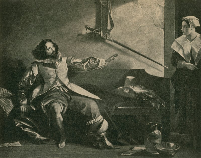 Charles Dickens jako kapitan Bobadil w „Każdym człowieku w swoim humorze” autorstwa after Charles Robert Leslie