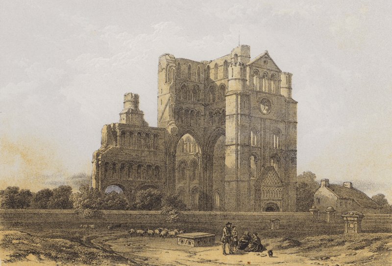 Opactwo Kelso (chromolitho) autorstwa after David Roberts