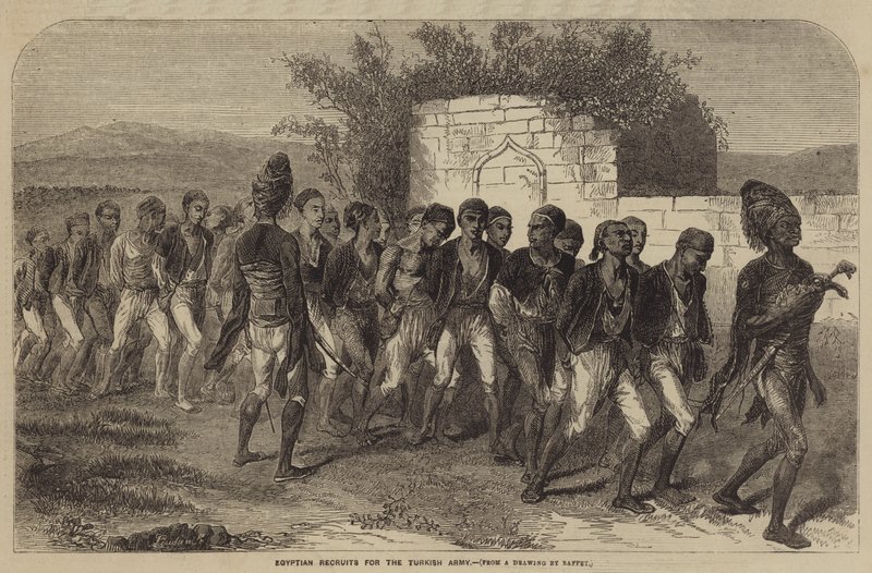 Rekruci egipscy do armii tureckiej autorstwa after Denis Auguste Marie Raffet