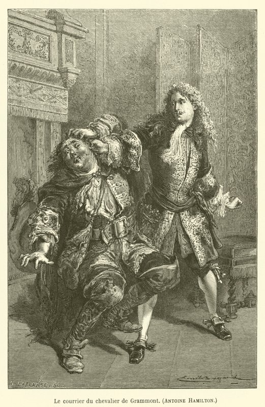 Kurier z Chevalier de Grammont, Antoine Hamilton autorstwa after Emile Antoine Bayard