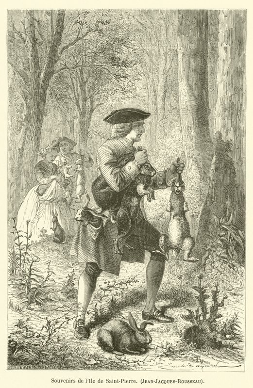 Pamiątki z wyspy Saint-Pierre, Jean-Jacques-Rousseau autorstwa after Emile Antoine Bayard