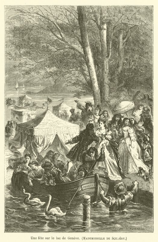 Impreza nad Jeziorem Genewskim, Mademoiselle de Scudery autorstwa after Emile Antoine Bayard