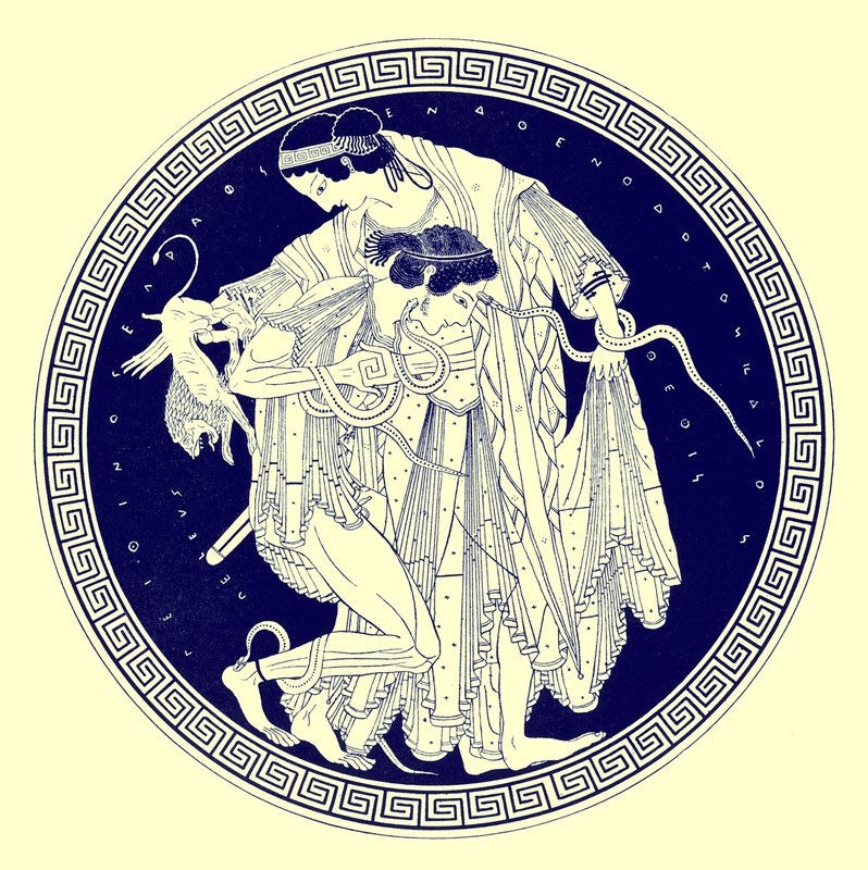 Peleus and Thetis, ilustracja z greckich obrazów wazonowych autorstwa JE Harrisona i DS MacColla, opublikowana w 1894 r. (obraz ulepszony cyfrowo) autorstwa after English School