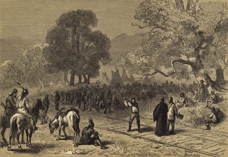 Ukończenie linii kolejowej na Pacyfiku autorstwa after Felix Octavius Carr Darley