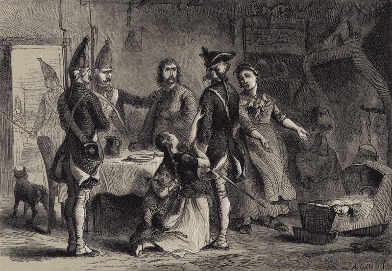 Pobór żołnierzy niemieckich do służby w Ameryce autorstwa after Felix Octavius Carr Darley