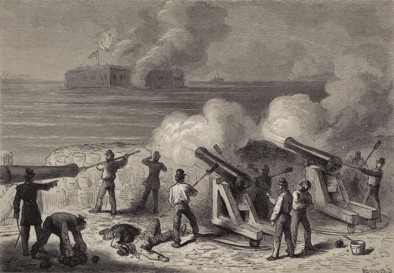 Atak na Fort Sumter autorstwa after Felix Octavius Carr Darley