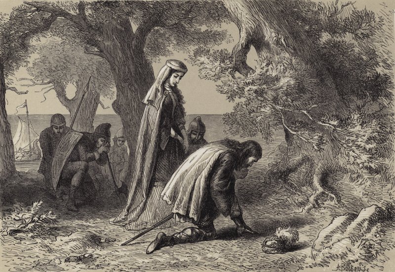 Thorfinn i Gudrid na brzegu Vineland autorstwa after Felix Octavius Carr Darley