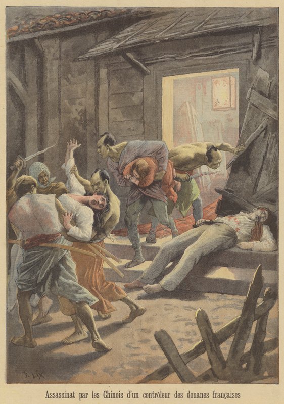 Morderstwo francuskiego celnika przez Chińczyków autorstwa after Frederic Theodore Lix