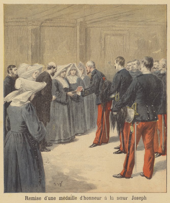 Wręczenie medalu siostrze Józefie autorstwa after Frederic Theodore Lix