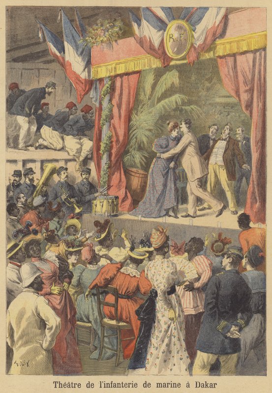Teatr francuskich piechoty morskiej w Dakarze, Senegal autorstwa after Frederic Theodore Lix