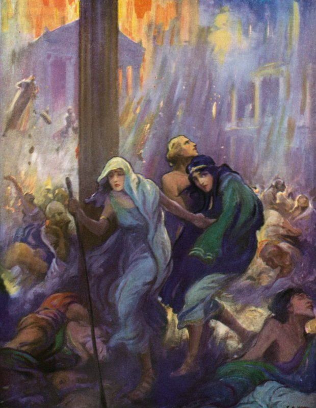 W połowie prowadzący, w połowie niosący Ione, Glaucus podążał za swoim przewodnikiem autorstwa after Frederick Coffay Yohn