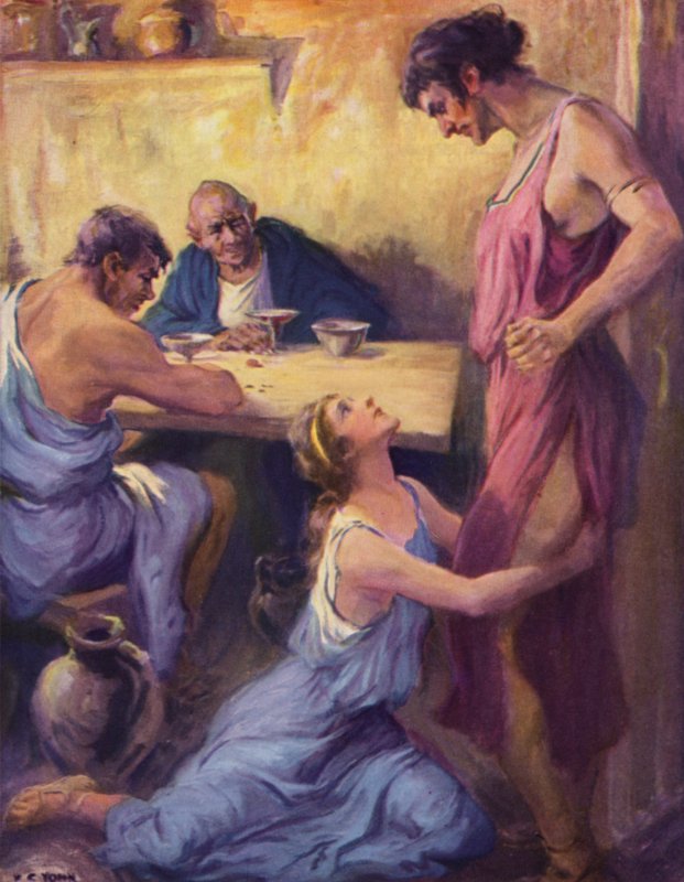 Nydia rzuciła się u stóp Stratonice autorstwa after Frederick Coffay Yohn