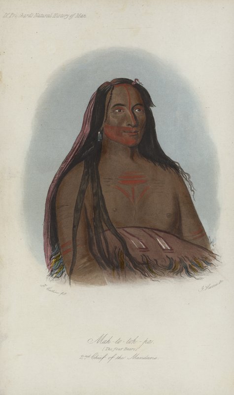 Mah-to-toh-pa, Cztery Niedźwiedzie, 2. Wódz Mandan (akwatinta) autorstwa after George Catlin