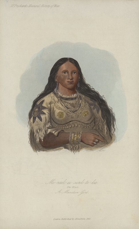 Mi-neek-ee-sunk-te-ka, Norka, Mandan Girl (akwatinta) autorstwa after George Catlin