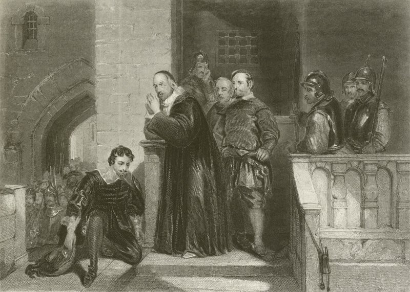 Arcybiskup Laud błogosławi Strafford autorstwa after George Cattermole