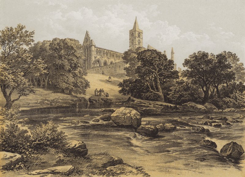Katedra Dunblane, Perthshire (chromolitho) autorstwa after George Cattermole