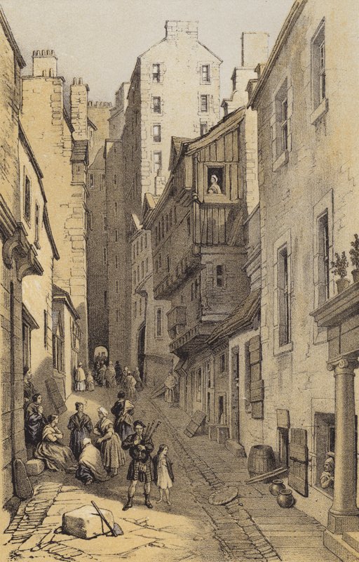 Fleshmarket Close, Edynburg (chromolitho) autorstwa after George Cattermole