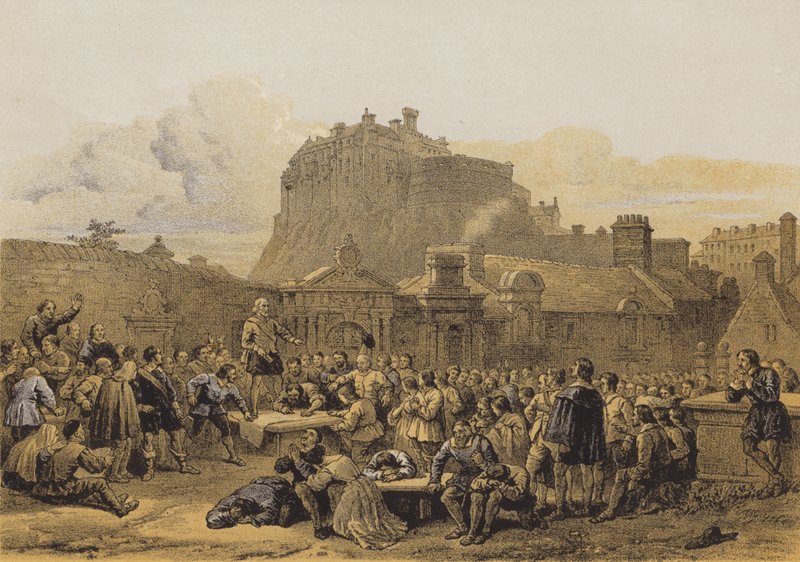 Cmentarz Greyfriars, Podpisanie Przymierza (chromolitho) autorstwa after George Cattermole