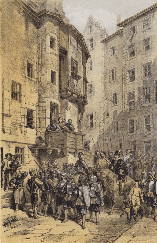 West Bow, Edynburg (chromolitho) autorstwa after George Cattermole