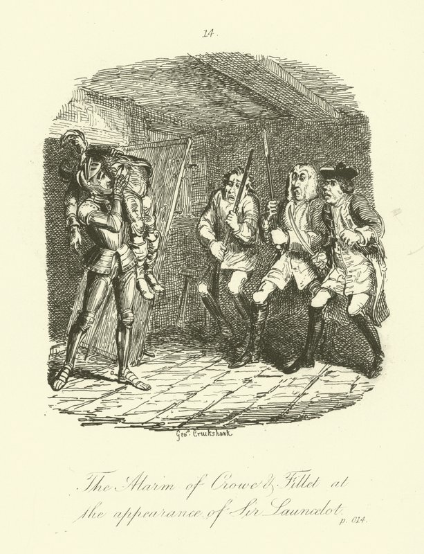 Ilustracja do nagolenników Launcelot autorstwa Tobiasa Smolletta autorstwa after George Cruikshank