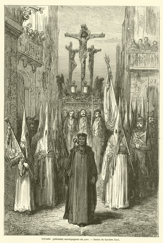 Bractwa (pokutnicy) towarzyszące stopniowi autorstwa Gustave after Dore