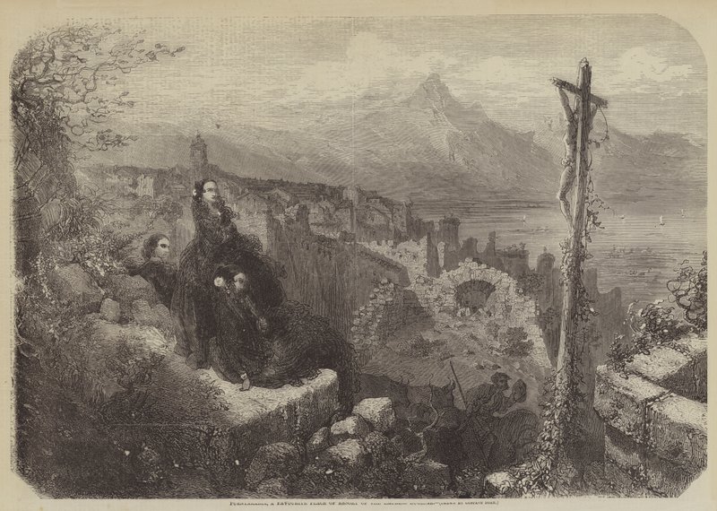 Fuentarabia, ulubione miejsce wypoczynku cesarzowej Eugenii autorstwa Gustave after Dore
