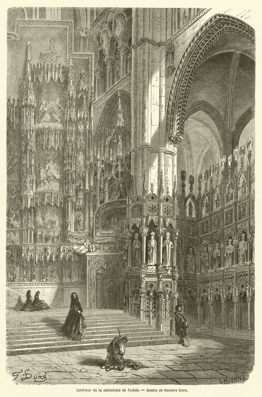 Wnętrze katedry w Tolede autorstwa Gustave after Dore